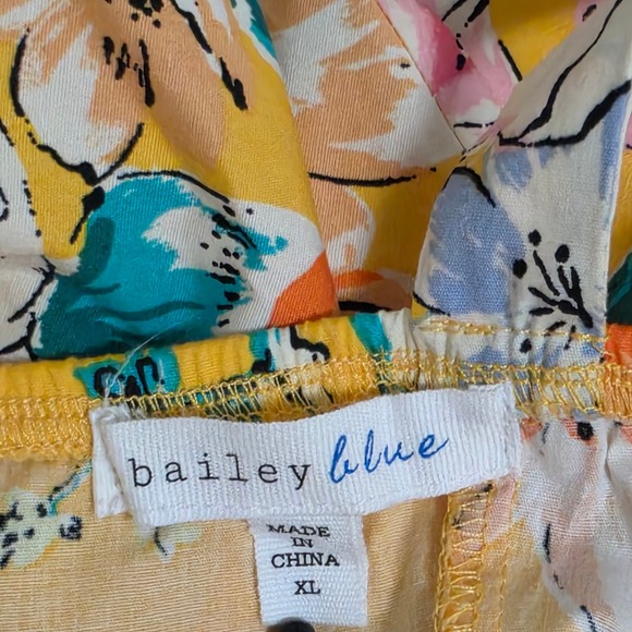 Bailey Blue Yellow Floral Fit Flare Sundress XL Fairycore Cottagecore Whimsical - Picture 6 of 11